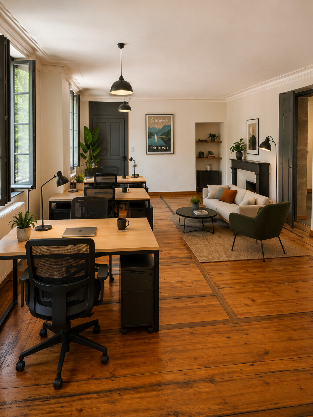 Vue intérieure du coworking Bureau 40 Genève