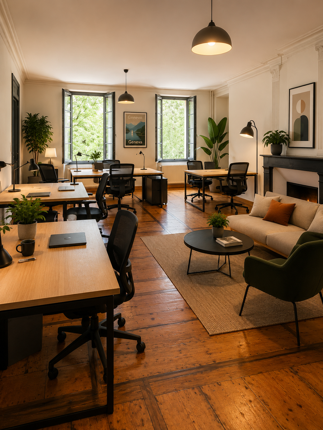 Espace coworking Bureau 40 avec salon et postes de travail